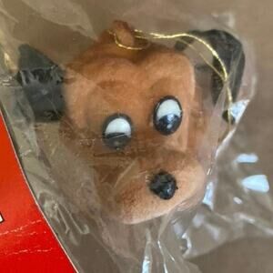 Vintage Leewards Flocked Christmas Dog Ornament Puppy Doggy NOS